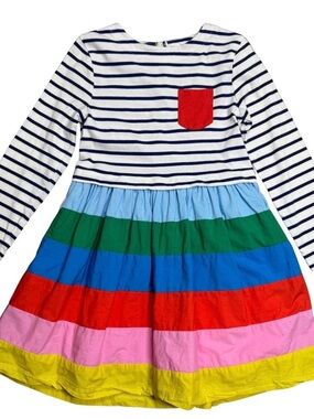 Mini Boden Striped Rainbow Dress Sz 5-6